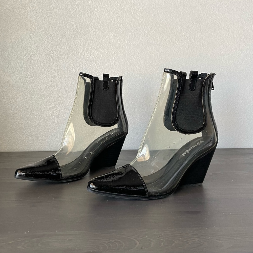 Jeffrey Campbell Aliases PVC Ankle Boots in Black/ Clear size 6